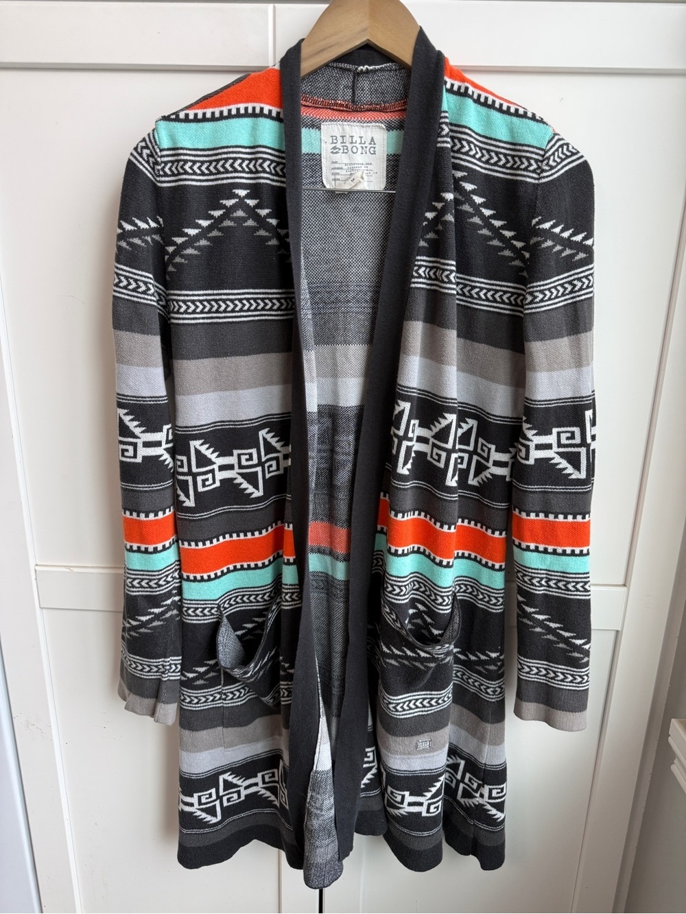 Billabong Aztec Cabincore Open Cardigan Size M